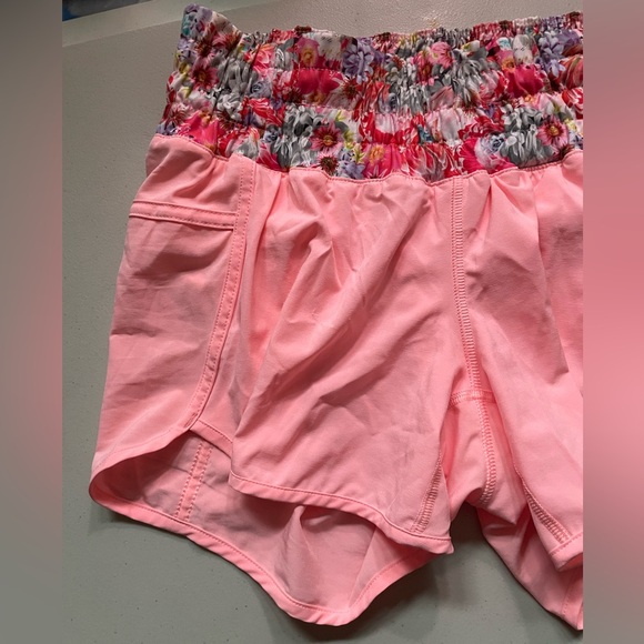 Lululemon Athletica Pink Athletic Shorts with Floral Waistband - Picture 3 of 7